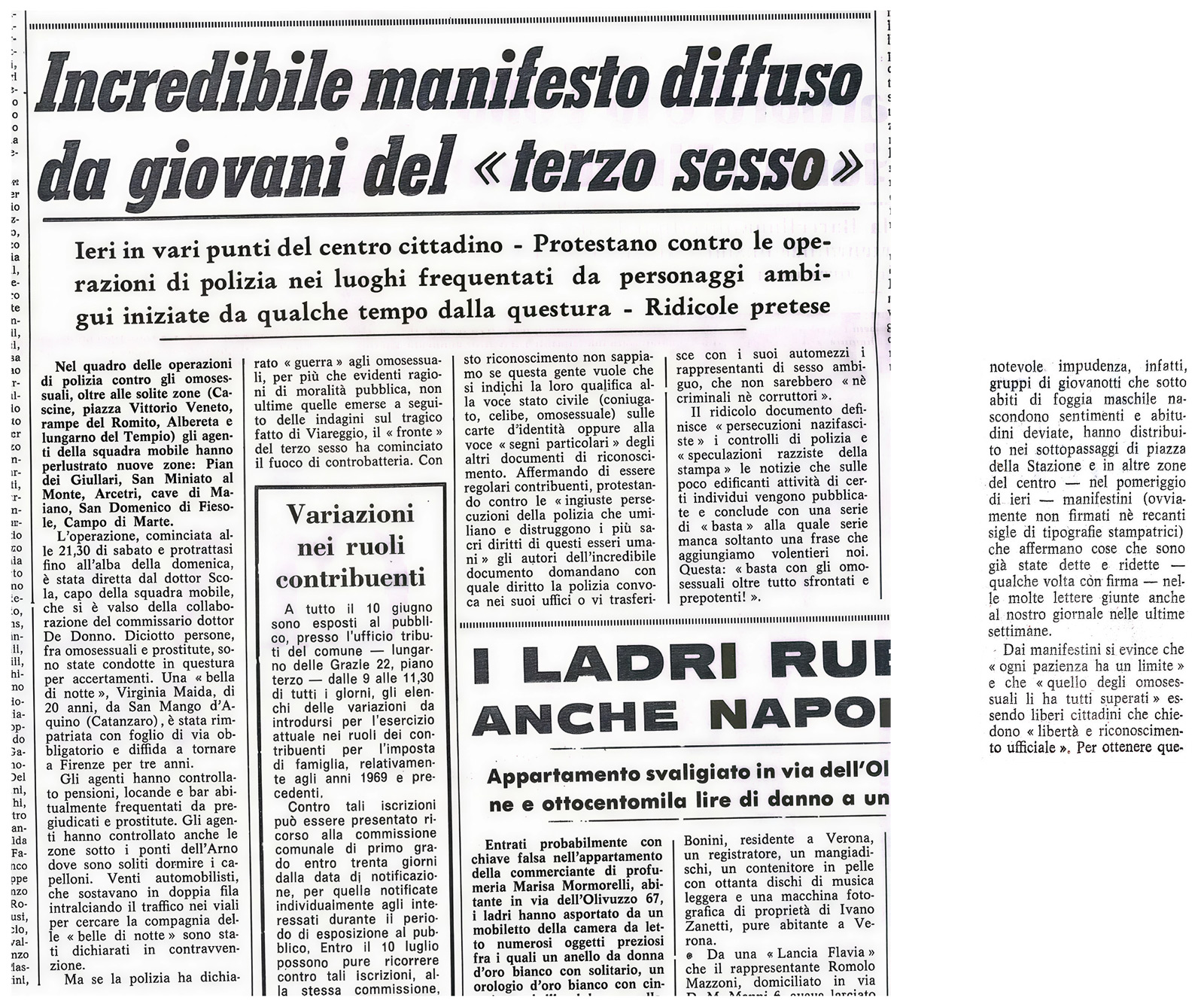 Incredibile manifesto diffuso da giovani del «terzo_sesso»