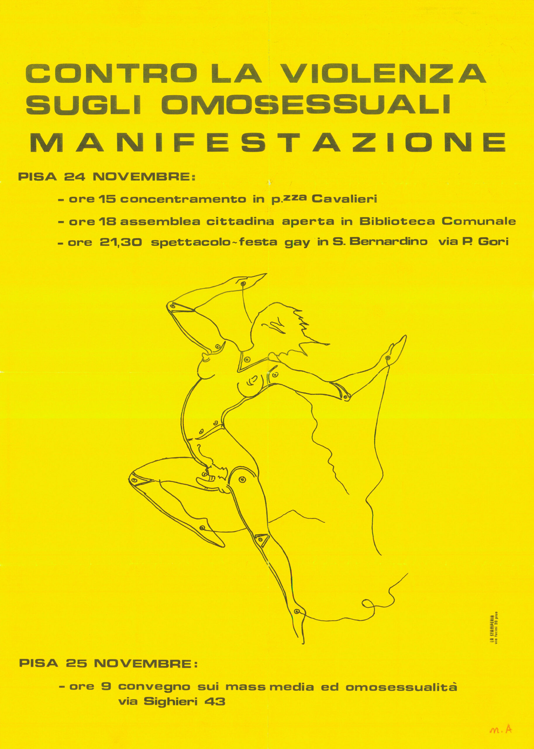 Locandina della Manifestazione contro la violenza sugli omosessuali